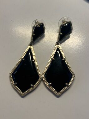 Kendra Scott Black and Gold Kite Drop Earrings - Women Jewelry